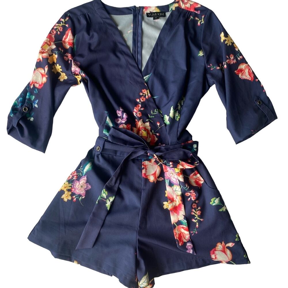 Yumi Kim Blue Floral Print Sweet Romance Liz Romper Women’s Size Small